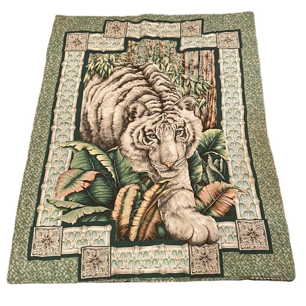 Fabric Quilted Tiger Wallhanging White Tiger on Back